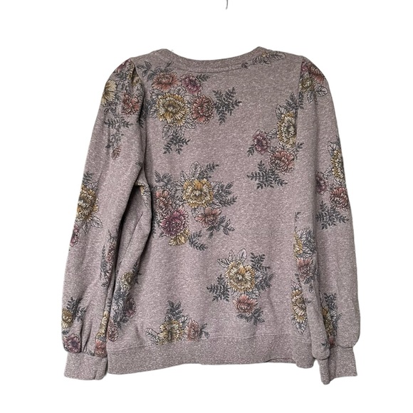 Democracy Gray Floral‎ Sweatshirt Size M H2 - Picture 3 of 6